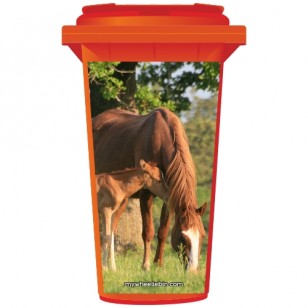 Mother & Baby Horse Wheelie Bin Sticker Panel